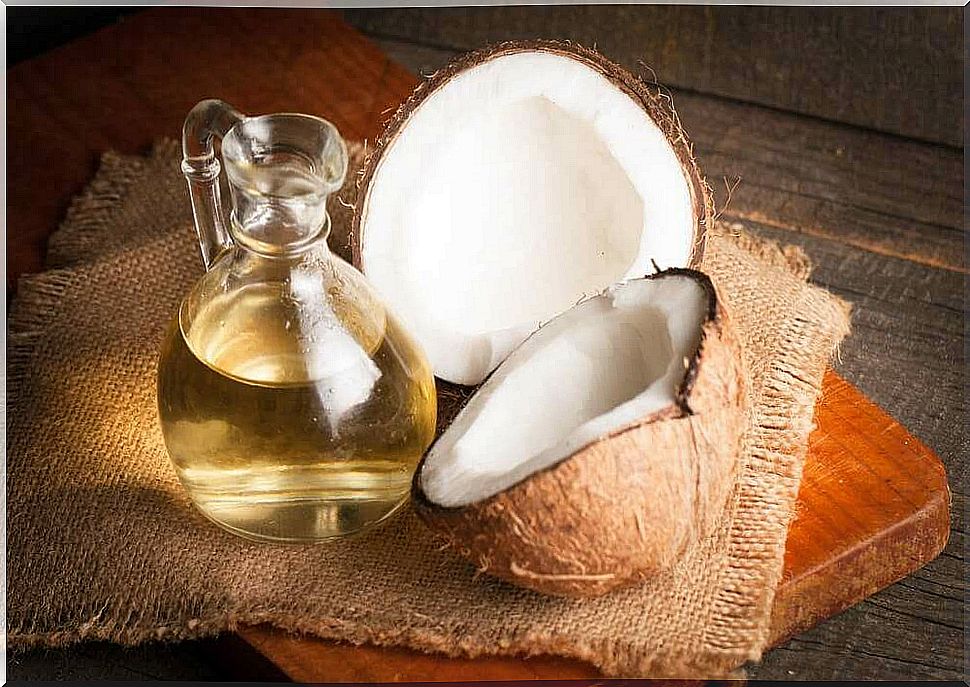 Coconut oil in full body scrubs moisturizes the skin