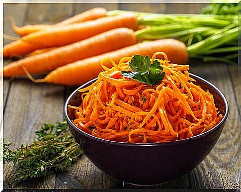 Salad with carrots after exercise