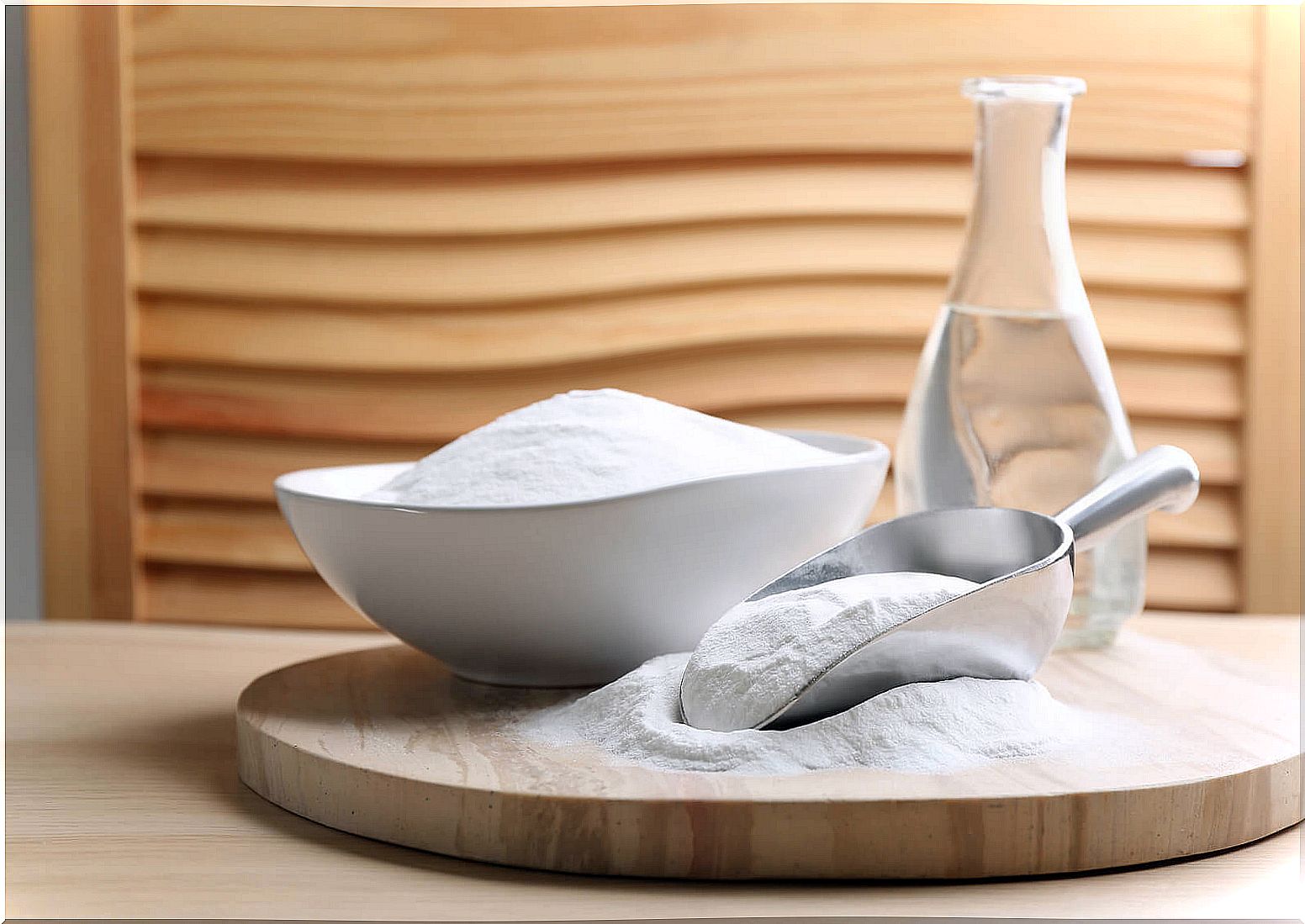 Baking soda to clean the bathroom curtains.