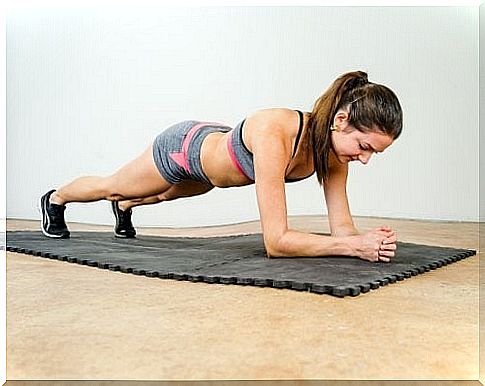 Plank exercise in the gym