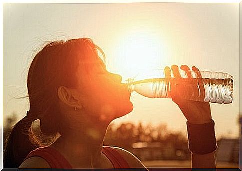 Woman drinks water