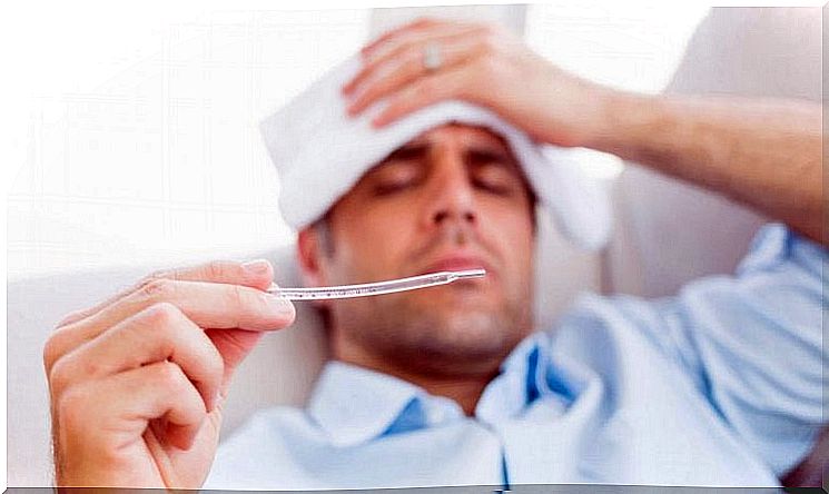 Man measures fever