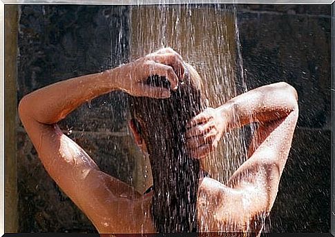 Wash hair in the shower